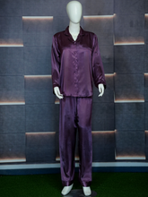 Women’s Maroon Silk Night Suit – Full Sleeves & Trouser Set